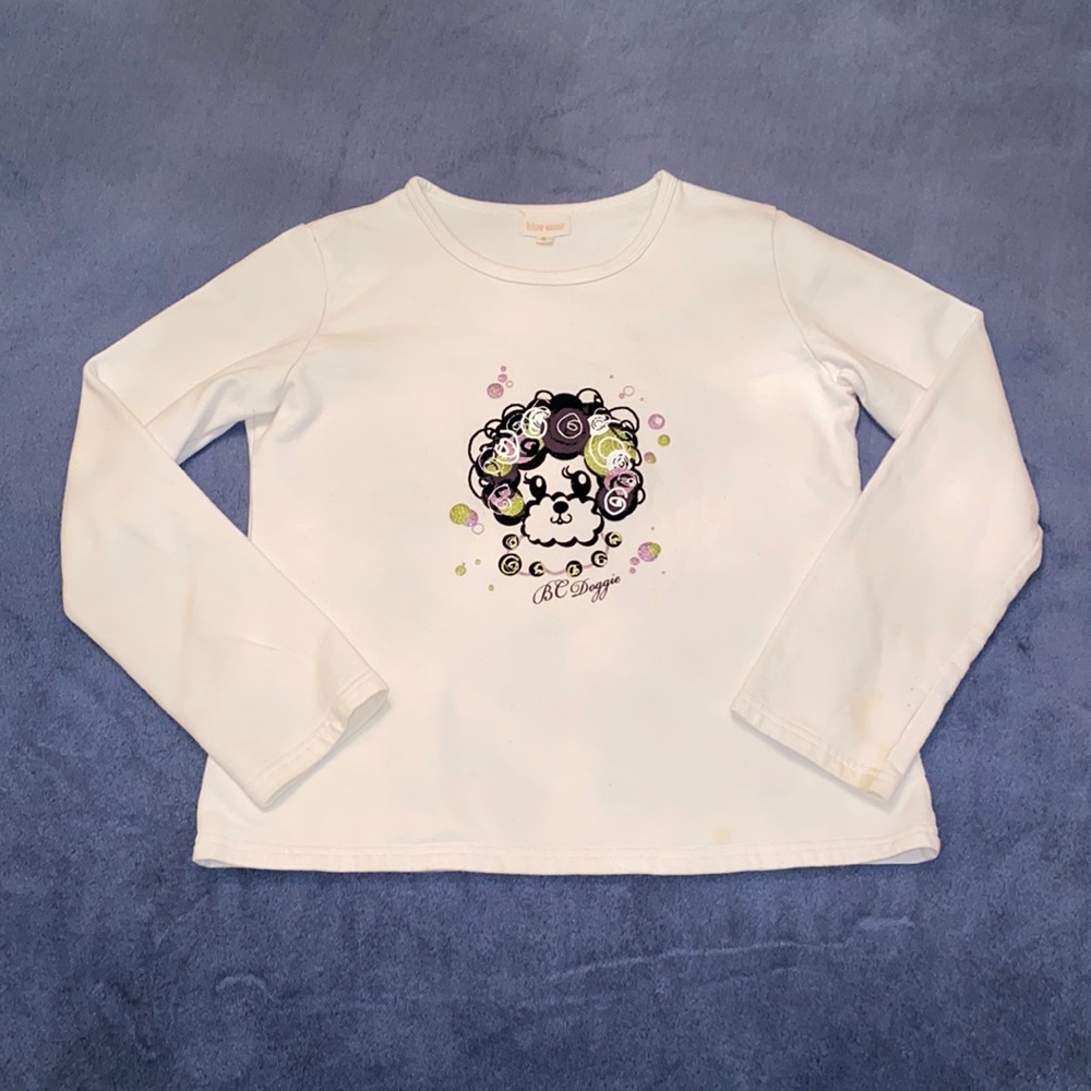 Blue Cross White Poodle Dog Drawing Sweatshirt